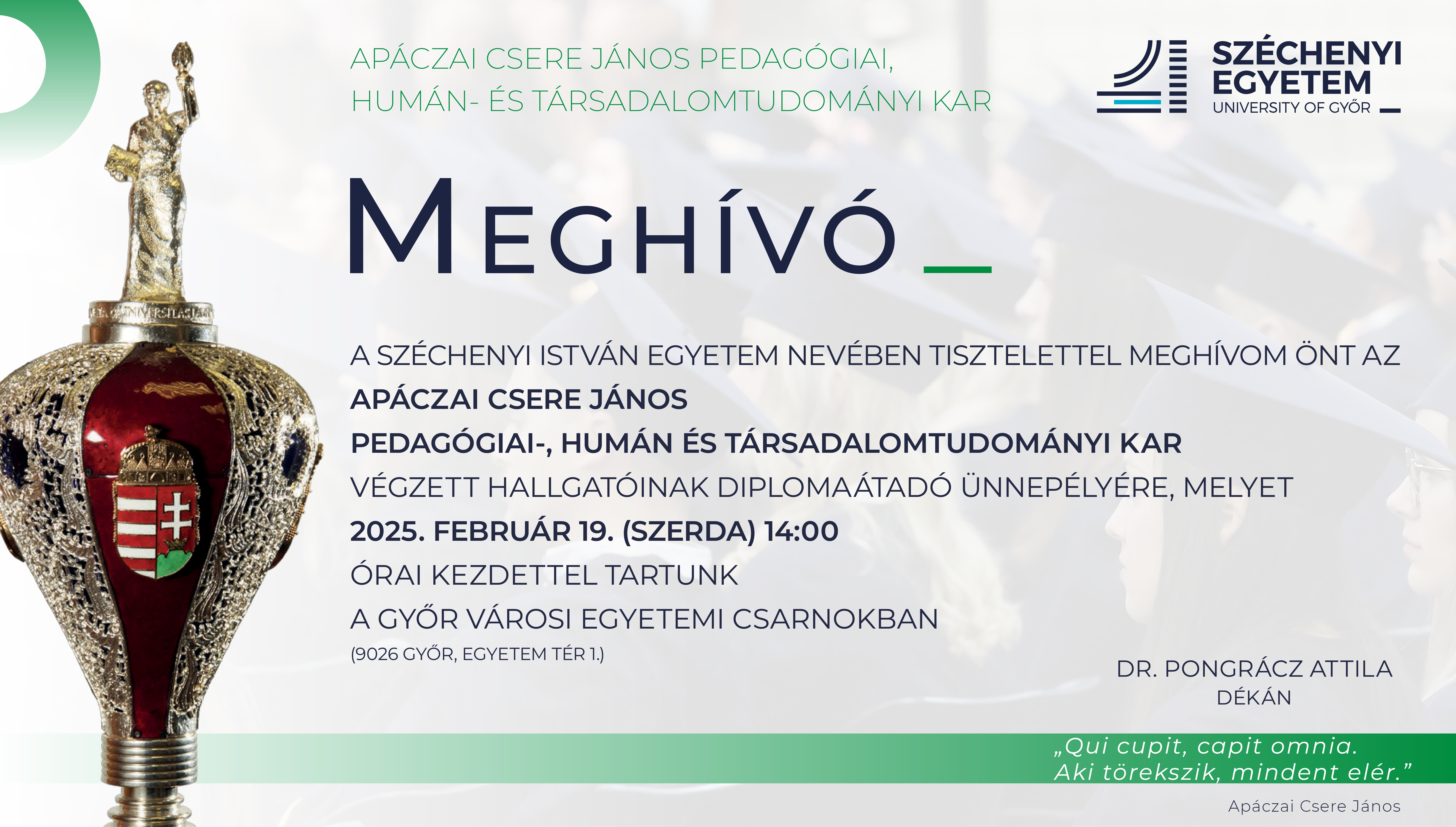 MEGHÍVÓ: Diplomaátadó Ünnepélyre 2025. február 19-én, 14:00-kor